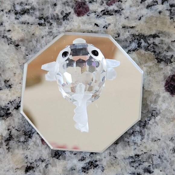 SWAROVSKI CRYSTAL PUFFER BLOWFISH GOLDFISH FIGURINE & MIRROR ORIGINAL BOX - Picture 5 of 15